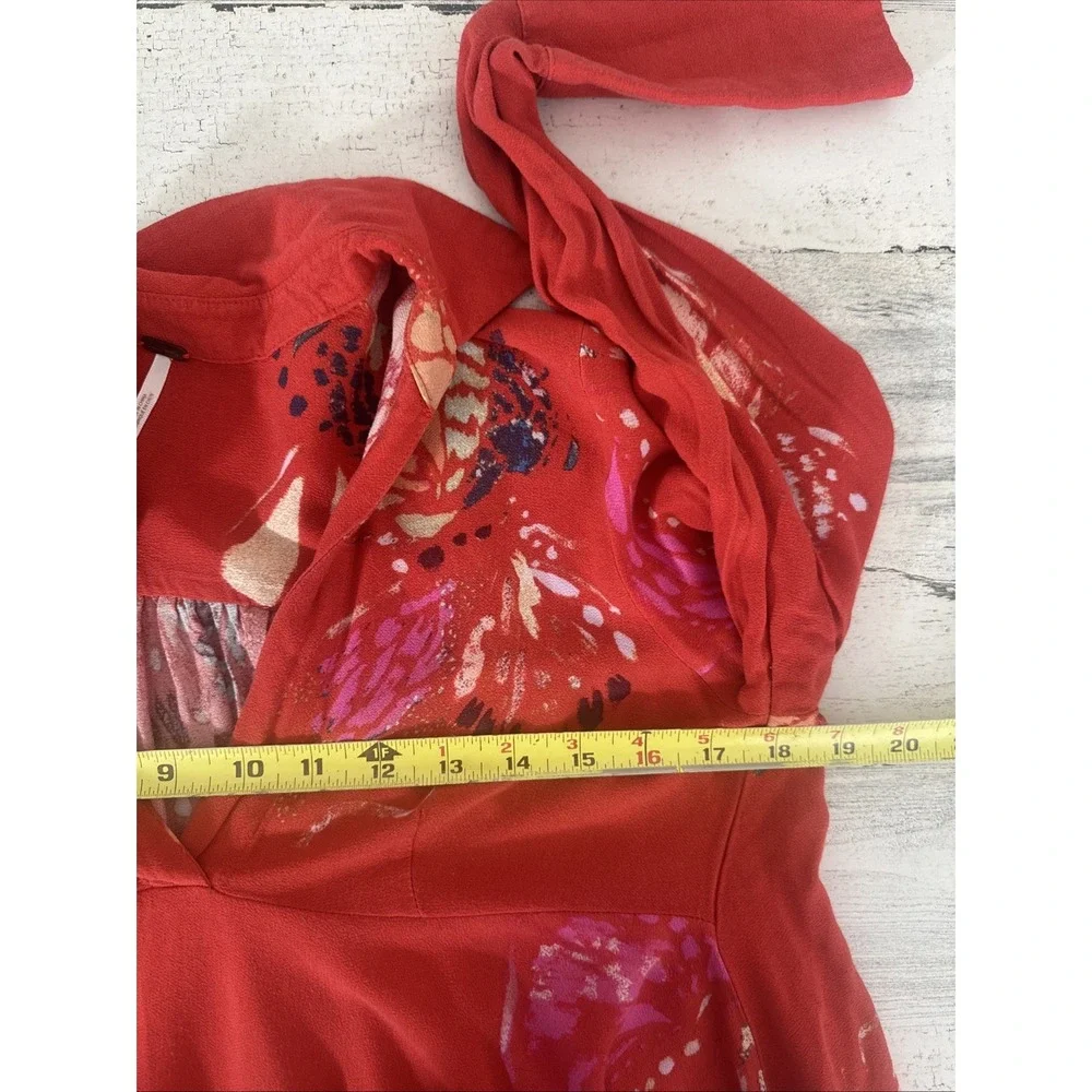 Free‎ People XS Field of Butterflies Red Tunic Mini Dress/Blouse